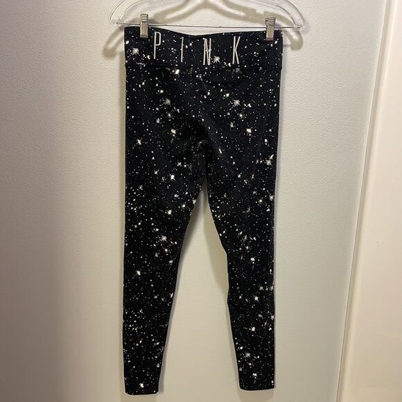 PINK yoga woman black and white splattered leggings - Picture 5 of 8